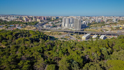 Aerial view of big green park Monsanto © Myron