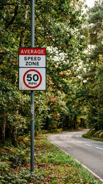 Forest Road Average Speed Zone Sign 50 Mph Informative Warning
