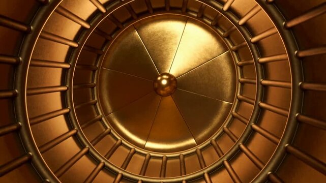 Motor engaging, central segmented disc rotating slowly clockwise in housing with hub and ribs