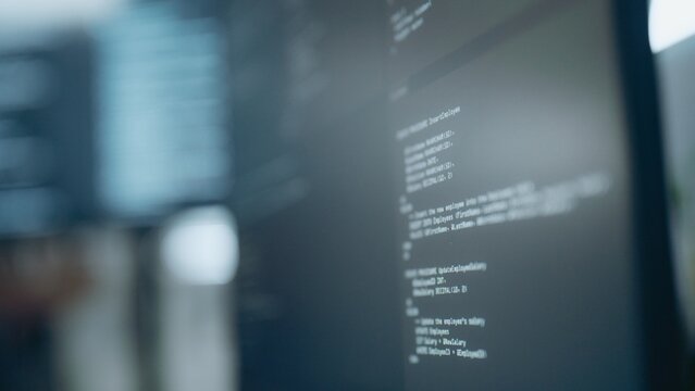 software developer engineer Close-up of source code displayed computer monitor modern technology office representing software development programming cybersecurity web applications digital innovation