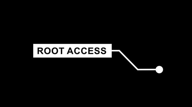 Minimalist root access digital interface callout animation featuring clean typography and modern ui for cybersecurity, software development, and tech-focused presentations