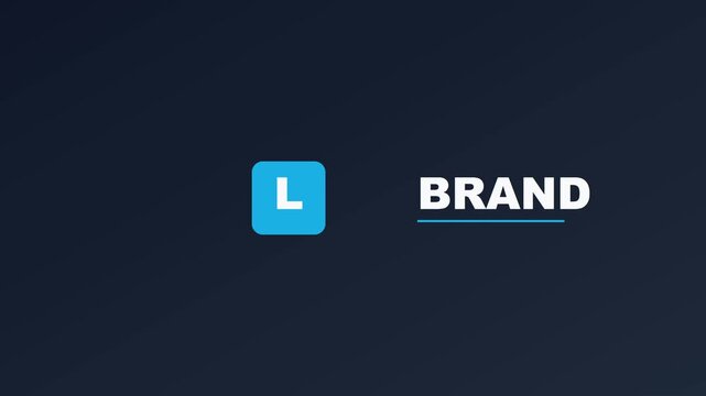 Minimalist reveal animation with l and brand text on dark 4k background, for corporate identity, and marketing presentations
