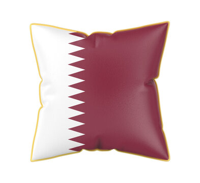 Pillow with the flag of Qatar on transparent background