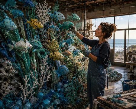 The Material That Killed the Reef Becoming the Memorial to It &mdash; Becoming the Most Beautiful Version Humans Have Made &mdash; The Artist Adding the Last Fish &mdash; Something True From Something Wrong