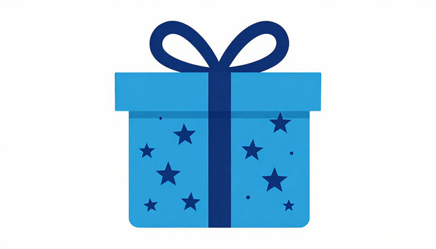 Charming Blue Gift Box Adorned with Striking Star Bow Tie, Creating a Whimsical Celebration Atmosphere for Unforgettable Moments