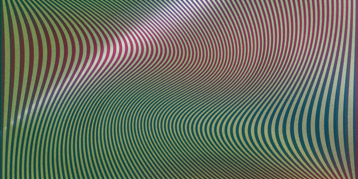 Green and magenta metallic ripple pattern with flowing vertical stripes
