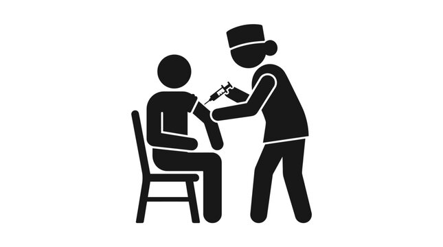 Vaccination Silhouette Icon Healthcare Worker Administering Injection To Patient