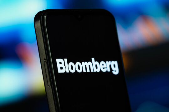 New York, United States- 8 July 2026: Bloomberg logo is seen on a smartphone.