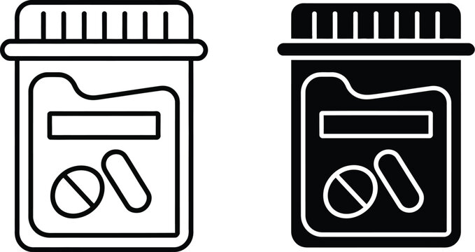Sperm sample jar icon featuring fertility testing, semen analysis, medical laboratory, reproductive health, and multiple editable vector styles.