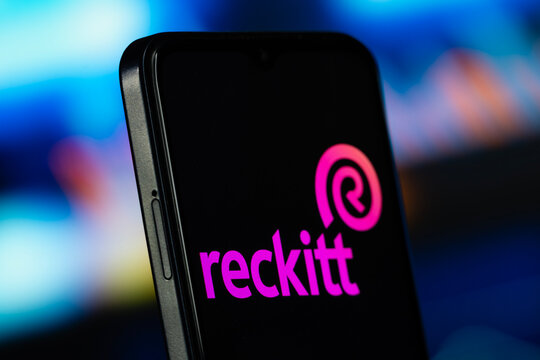 Slough, United Kingdom- 7 July 2026: Reckitt logo is seen on a smartphone.