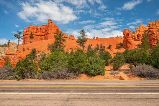 The road to Bryce Canyon park Utah state.