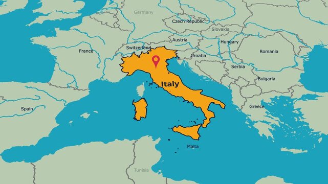 Italy Map Animation Locator Zoom 4K Motion Graphic
