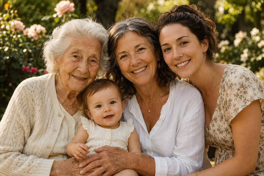 The Same Jaw in Four Different Ages &mdash; The Same Something That Cannot Be Named But Is Visible in the Summer Light &mdash; The Great-Grandmother &mdash; The Great-Grandchild &mdash; Four Generations &mdash; One Frame