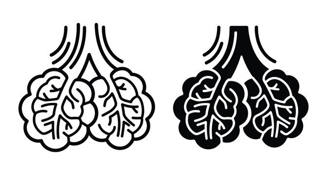 Human lung alveoli anatomy icon set showing respiratory system air sacs for medical education healthcare science and biological research illustration