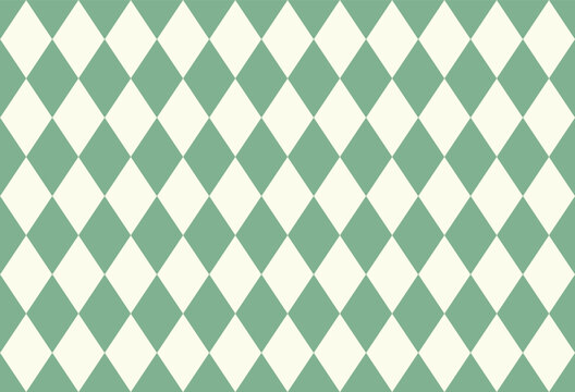 Seamless spring argyle pattern, harlequin diamond background in sage green and cream for easter, nursery and home decor