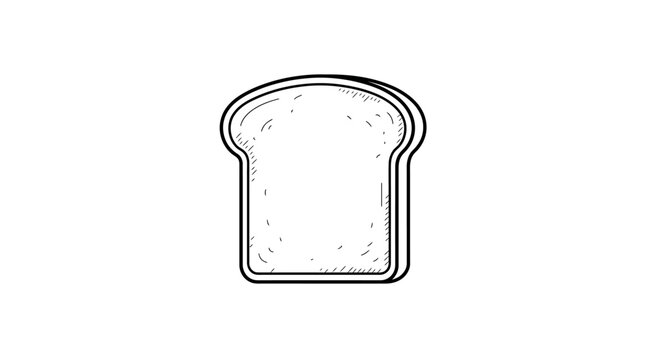 Slice Of Bread Line Art Black And White Illustration