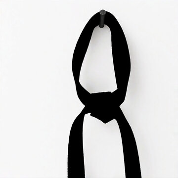 karate losing black belt hanging on a wall stud hook