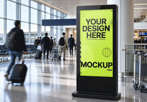 Digital Screen Airport Terminal Mockup