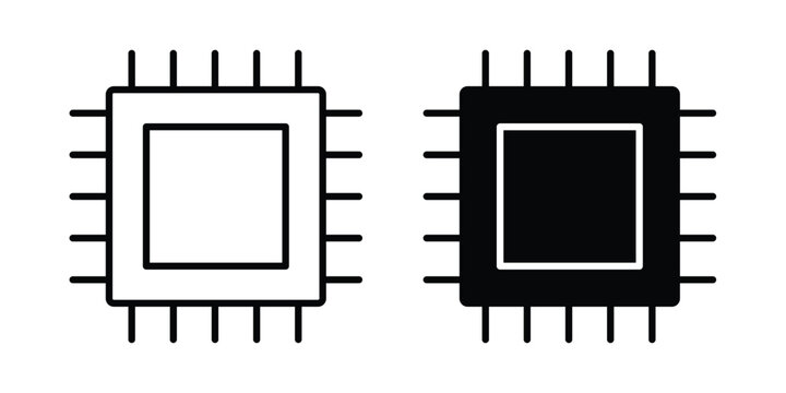 Microprocessor icon simple designs collection