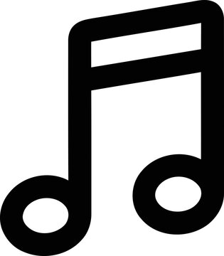 Simple black musical eighth note symbol on a white background