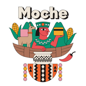Moche warrior food delivery app Peruvian cuisine branding mascot