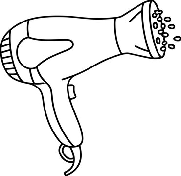 Handheld Hair Dryer with Diffuser Attachment, Line Art Illustration