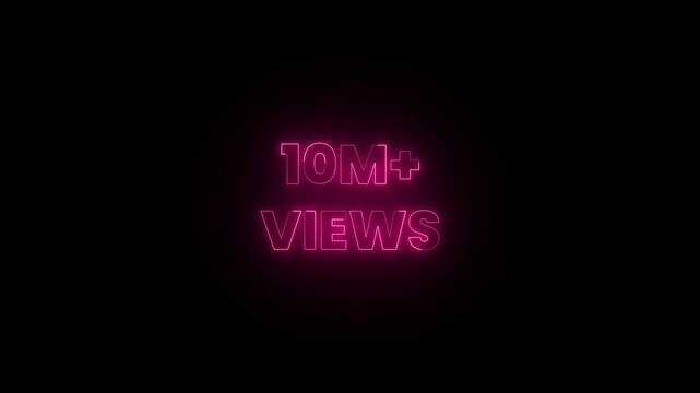 Moderan text icon animation with 10M views, 10M views, like, comment for social media, 10M text icon celebration letter in 4k with alpha channel.