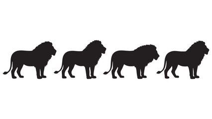 Lion silhouettes on a white background a series of feline shapes © MDMEHEDI