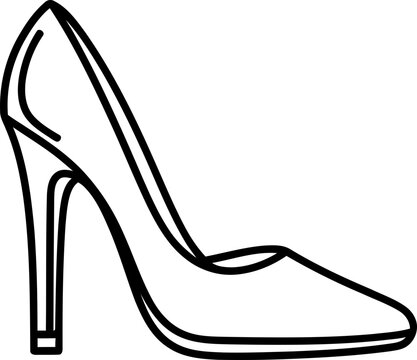 Elegant high heel shoe outline, classic footwear design, fashion symbol, vector illustration