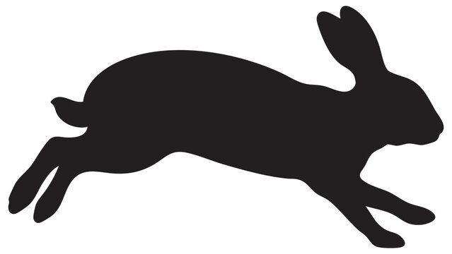 Running hare silhouette against a white background simple black form