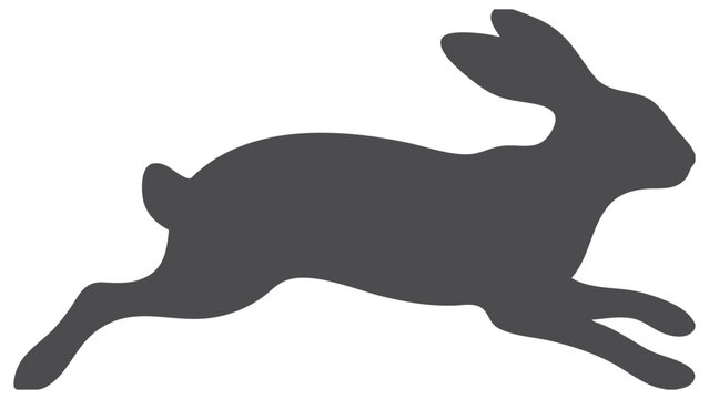 Running hare silhouette against a white background simple animal shape
