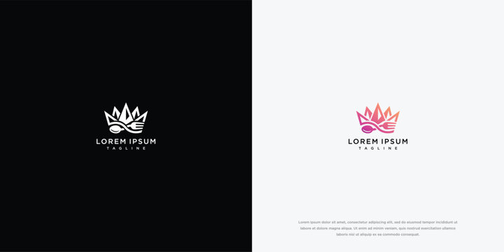 Modern Crown Abstract Leaf and Spoon Logo Template Design Concept