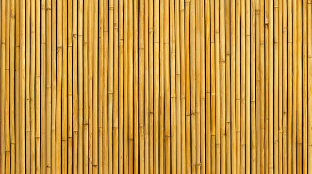 Natural golden bamboo slats texture arranged vertically for a rustic background