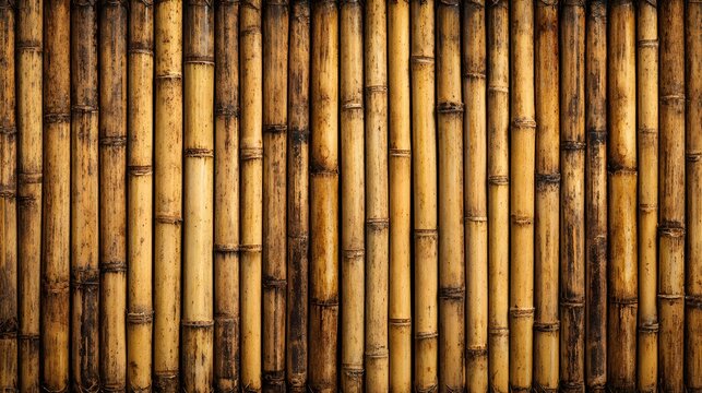 Natural golden bamboo canes arranged vertically as a textured background