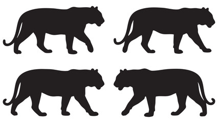 Tiger silhouettes on a white background four different poses animal © MDMEHEDI