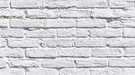 Fototapeta premium Clean white painted brick wall texture with horizontal masonry pattern