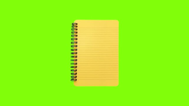 Blank paper sheet on vibrant green background. Empty notepad page ready for writing or design mockup.