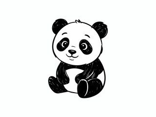 Obraz premium Cute baby panda illustration hand-drawn sketch style perfect for childrens designs animal themes and educational content