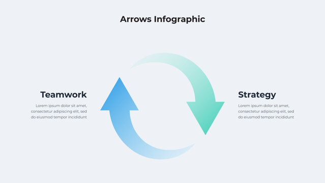 Two arrows forming a circular teamwork and strategy cycle