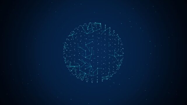 Abstract Digital Network Sphere Concept with Glowing Blue Dots
