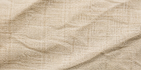 Fototapeta premium Natural Beige Linen Fabric Texture Background with Soft Wrinkles and Woven Textile Surface Detail
