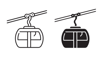 Cable Car Line Outline Icon, Mountain Transport Travel Vector, Editable Stroke © Taha