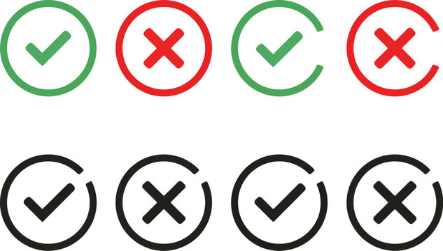 Check mark and cross icon set for web ui design and application
