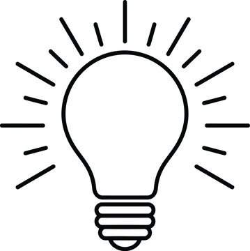 Minimalist light bulb icon representing creative ideas for web