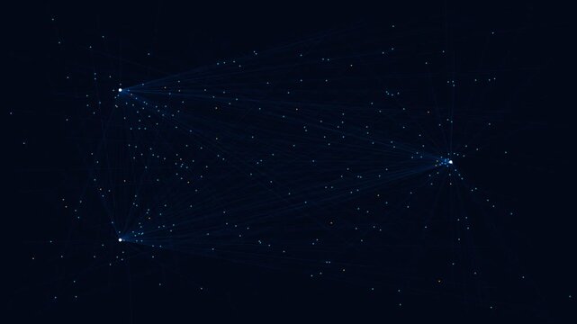 Abstract blue digital network with glowing lights and connected dots