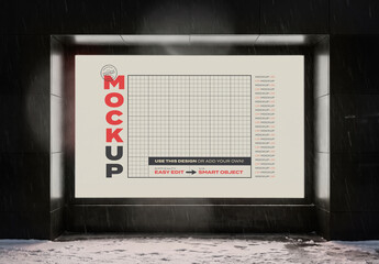 Backlight Horizontal Sign with Snow Mockup