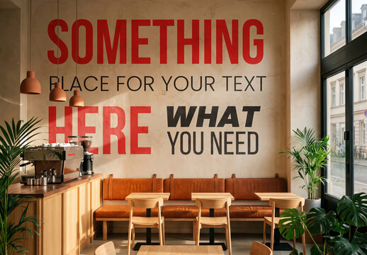 Bar Restaurant Wall Text Art Mockup