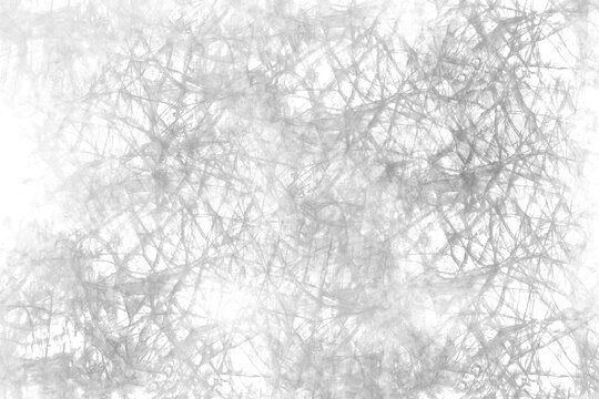 Dense Light Grey Scratched Spiderweb Grunge Texture Abstract Distressed Overlay on Transparent Background
