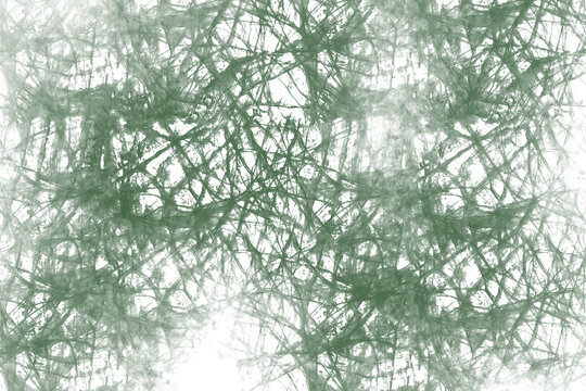 Dense Forest Green Scratched Spiderweb Grunge Texture Abstract Distressed Overlay on Transparent Background