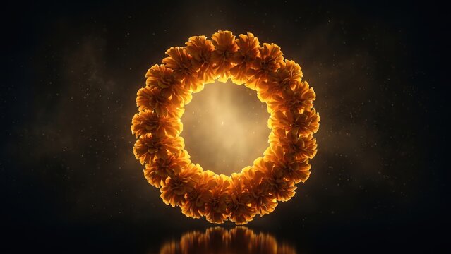 Marigold Garland Halo - Sacred Festival Floral Background